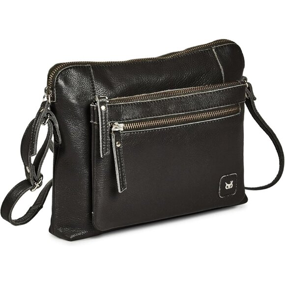 Handbags - Women Dark Grey Imported Leather Polyester Crossbody Shoulder Crossover Bag